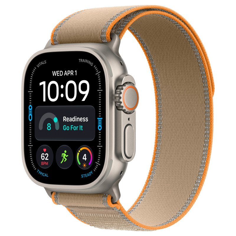 Apple Watch Ultra 4 GPS + Cellular 49 mm έξυπνο ρολόι, θήκη από φυσικό τιτάνιο, λουράκι Trail Loop σε χρώμα άμμου, S/M, MJAJ4QF/A