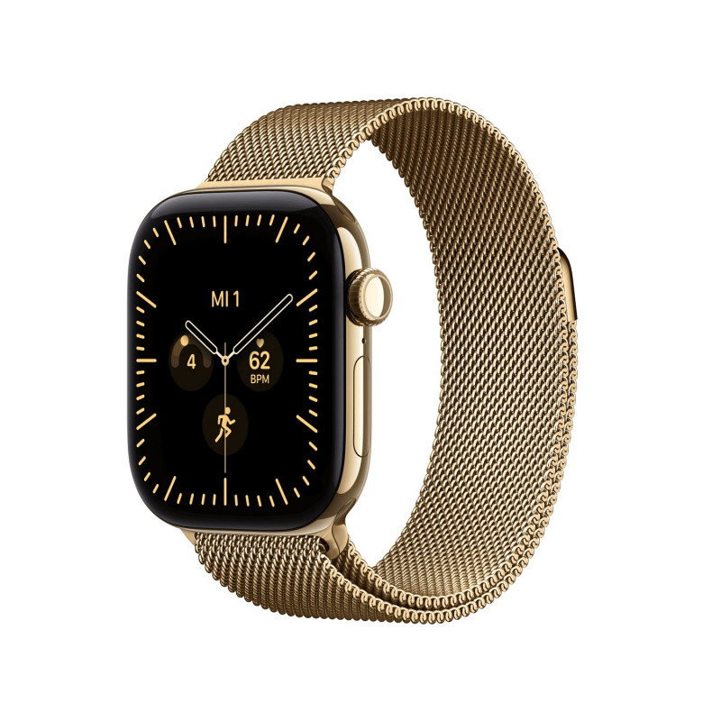 Apple Watch Series 12 GPS + Cellular 42 mm, θήκη από τιτάνιο σε λαμπερό χρυσό, μιλανέζικο λουράκι σε λαμπερό χρυσό