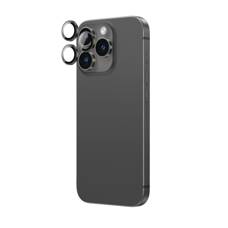 AmazingThing AR Aluminum 3 Lens Glass προστατευτικό φακών κάμερας με πλαίσιο για iPhone 16 Pro / 16 Pro Max, μαύρο