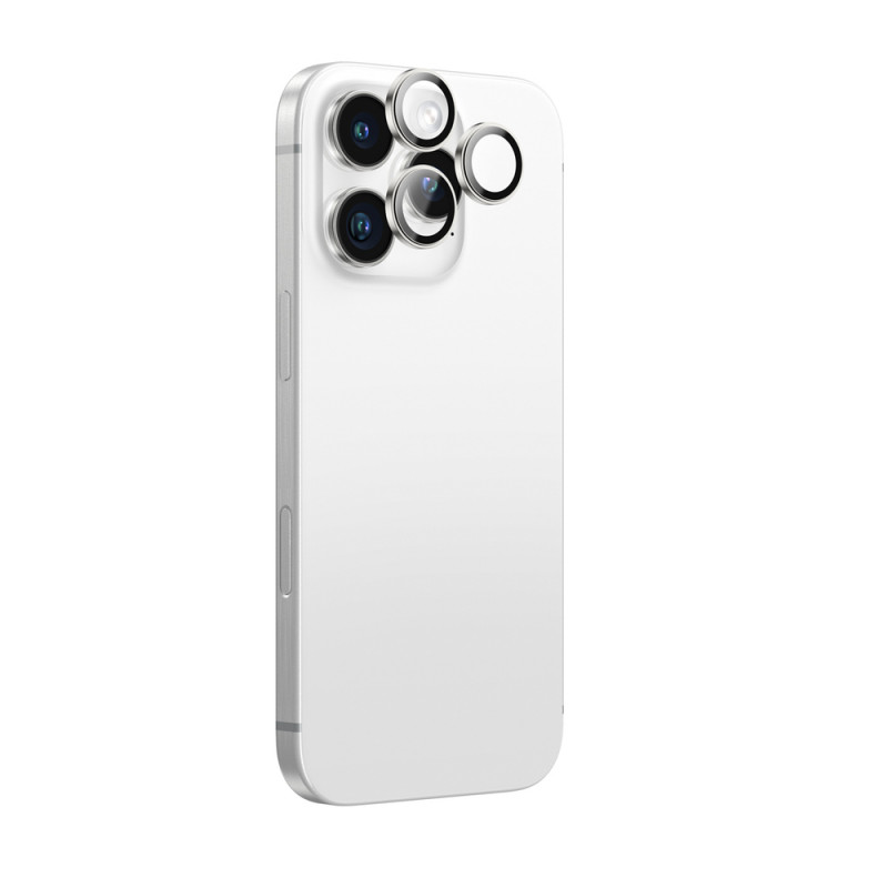 AmazingThing AR Aluminum 3 Lens Glass προστατευτικό φακών κάμερας με πλαίσιο για iPhone 16 Pro / 16 Pro Max, ασημί