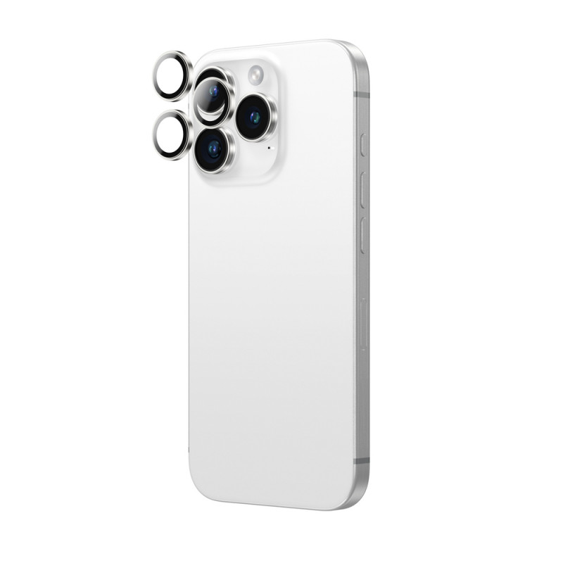 AmazingThing AR Aluminum 3 Lens Glass προστατευτικό φακών κάμερας με πλαίσιο για iPhone 16 Pro / 16 Pro Max, ασημί