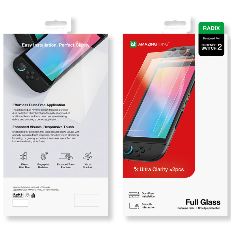 AmazingThing Radix Full Glass ψημένο γυαλί για Nintendo Switch 2 (2 τεμ.)