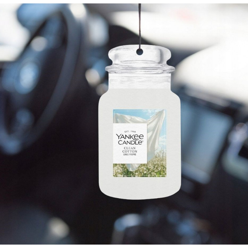 Yankee Candle Clean Cotton κρεμαστό αρωματικό αυτοκινήτου, πακέτο μπόνους