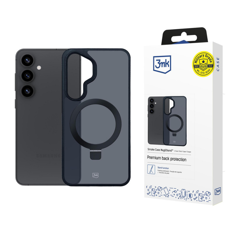 3MK Smoke Case Mag&Stand θήκη smartphone για Samsung Galaxy S25+, μαύρη