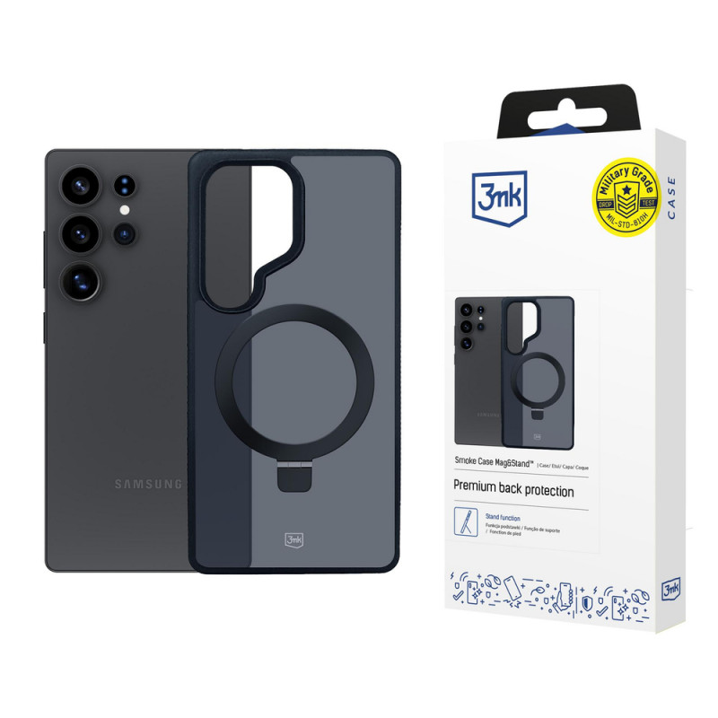 3MK Smoke Case Mag&Stand θήκη smartphone για Samsung Galaxy S25 Ultra, μαύρη