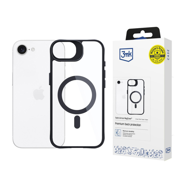 3MK Satin Armor MagCase θήκη για Apple iPhone 17e / 16e, διαφανής