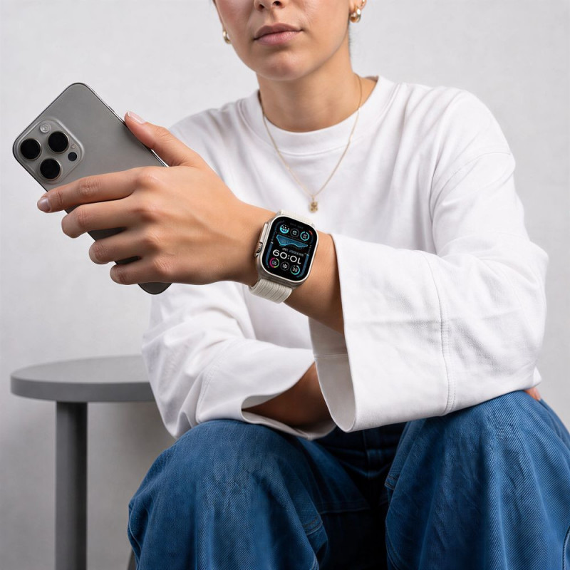 Tech-Protect Nylon Sport λουράκι για Apple Watch 8 / 9 / 10 / 11 / SE / Ultra 44 / 45 / 46 / 49 mm, Starlight