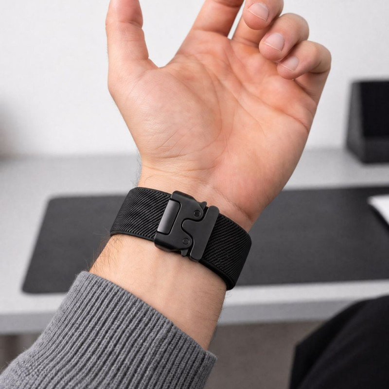 Tech-Protect Nylon Clasp λουράκι ρολογιού για Samsung Galaxy Watch 8 / 9 / Classic 40 / 44 / 46 mm, μαύρο