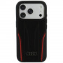 Θήκη Audi R8 Genuine Leather MagSafe από γνήσιο δέρμα για iPhone 18 Pro / 17 Pro, μαύρη και κόκκινη (AUDI000239)