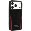 Θήκη Audi R8 Genuine Leather MagSafe από γνήσιο δέρμα για iPhone 18 Pro / 17 Pro, μαύρη και κόκκινη (AUDI000239)