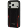 Θήκη Audi R8 Genuine Leather MagSafe από γνήσιο δέρμα για iPhone 18 Pro / 17 Pro, μαύρη και κόκκινη (AUDI000239)