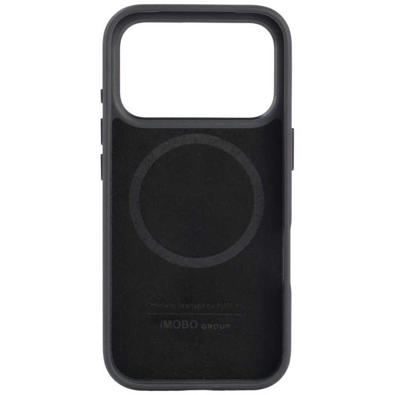 Θήκη Audi R8 Genuine Leather MagSafe από γνήσιο δέρμα για iPhone 18 Pro / 17 Pro, μαύρη και κόκκινη (AUDI000239)