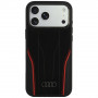 Θήκη Audi R8 Genuine Leather MagSafe από γνήσιο δέρμα για iPhone 18 Pro Max / 17 Pro Max, μαύρη και κόκκινη (AUDI000240)