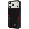 Θήκη Audi R8 Genuine Leather MagSafe από γνήσιο δέρμα για iPhone 18 Pro Max / 17 Pro Max, μαύρη και κόκκινη (AUDI000240)