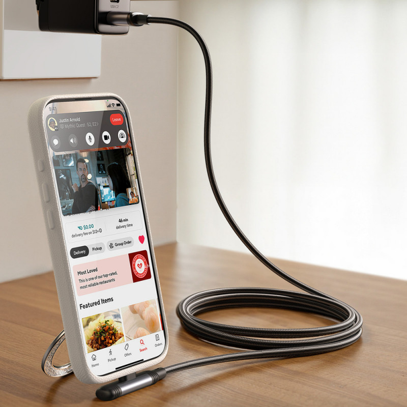 Joyroom EnjoyX Series S-A56 καλώδιο USB-C - USB-C 90°, 60 W, 480 Mbps, 1,2 m, μαύρο