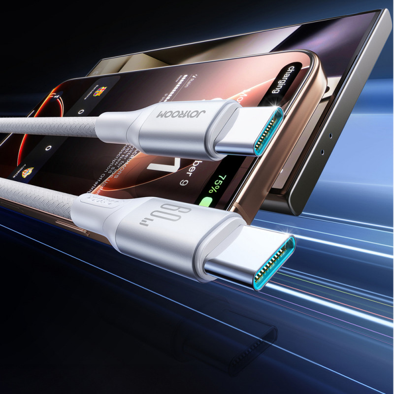 Joyroom Flash Series S-A28 καλώδιο USB-C - USB-C, 60 W, 480 Mbps, 1 m, λευκό