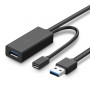 Καλώδιο επέκτασης UGREEN US175 USB 3.0 με θύρα τροφοδοσίας micro USB, 5 m, μαύρο