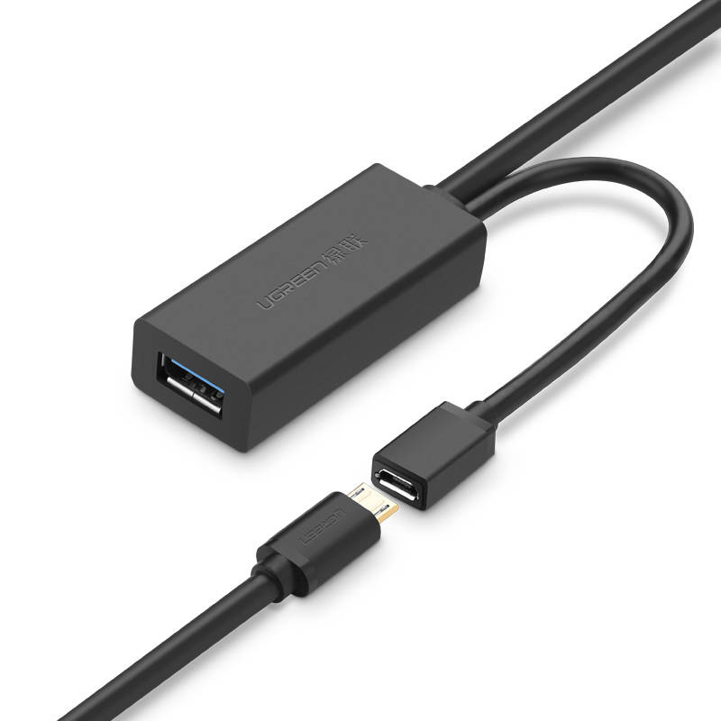 Καλώδιο επέκτασης UGREEN US175 USB 3.0 με θύρα τροφοδοσίας micro USB, 5 m, μαύρο