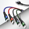 USAMS U26 SJ413USB01 (US-SJ413) πλεκτό καλώδιο νάιλον 4 σε 1, 3 m, 2 A (2x Lightning/microUSB/USB-C)