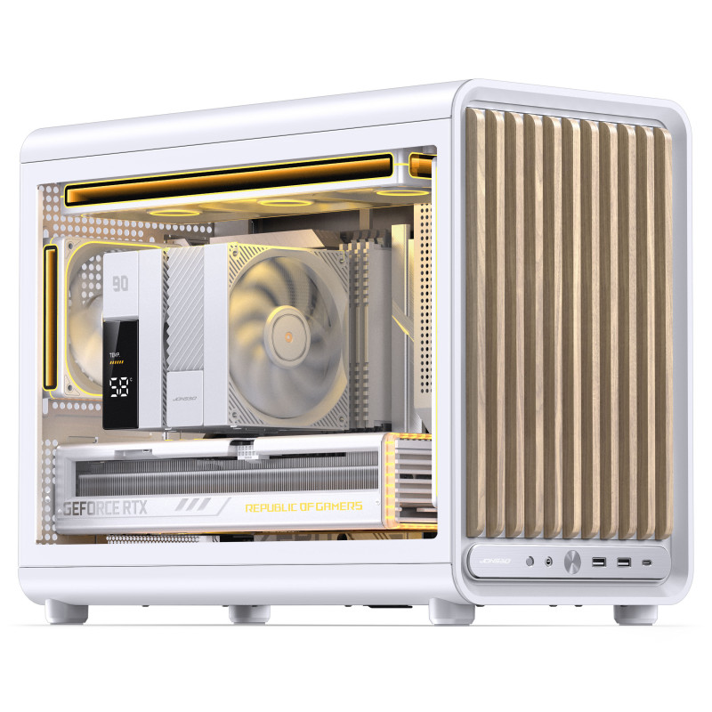 Jonsbo D33 Wood κουτί υπολογιστή, μίνι κουτί, mATX, ψημένο γυαλί, λευκό, ξύλο (D33 WD/WHITE)