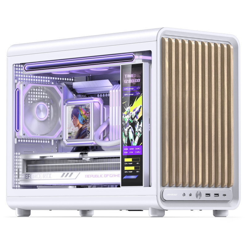 Jonsbo D33 Wood κουτί υπολογιστή, μίνι κουτί, mATX, ψημένο γυαλί, λευκό, ξύλο (D33 WD/WHITE)