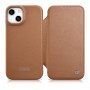 iCarer CE Premium Leather Folio Case μαγνητική θήκη βιβλίο για iPhone 14 Plus, MagSafe, καφέ (WMI14220715-BN)
