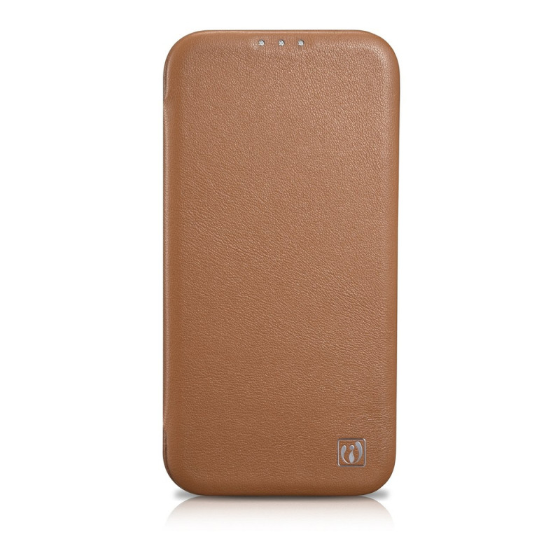 iCarer CE Premium Leather Folio Case μαγνητική θήκη βιβλίο για iPhone 14 Plus, MagSafe, καφέ (WMI14220715-BN)