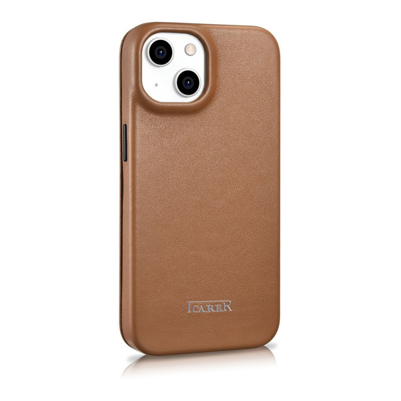 iCarer CE Premium Leather Folio Case μαγνητική θήκη βιβλίο για iPhone 14 Plus, MagSafe, καφέ (WMI14220715-BN)