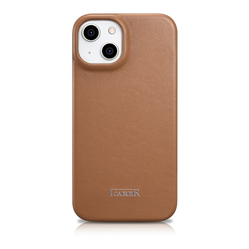 iCarer CE Premium Leather Folio Case μαγνητική θήκη βιβλίο για iPhone 14 Plus, MagSafe, καφέ (WMI14220715-BN)