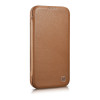iCarer CE Premium Leather Folio Case μαγνητική θήκη βιβλίο για iPhone 14 Plus, MagSafe, καφέ (WMI14220715-BN)