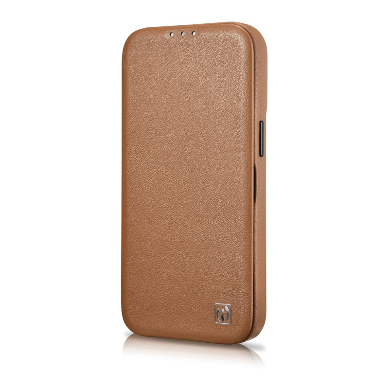 iCarer CE Premium Leather Folio Case μαγνητική θήκη βιβλίο για iPhone 14 Plus, MagSafe, καφέ (WMI14220715-BN)
