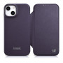 iCarer CE Premium Leather Folio Case μαγνητική θήκη βιβλίο για iPhone 14 Plus, MagSafe, σκούρο μωβ (WMI14220715-DP)