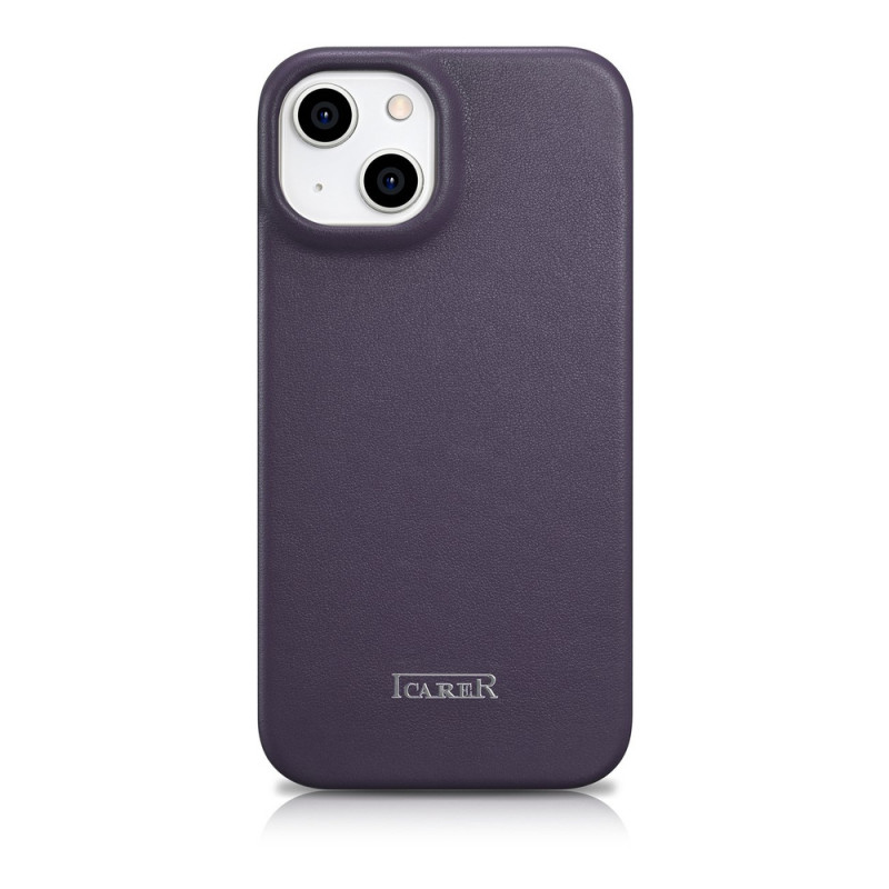 iCarer CE Premium Leather Folio Case μαγνητική θήκη βιβλίο για iPhone 14 Plus, MagSafe, σκούρο μωβ (WMI14220715-DP)