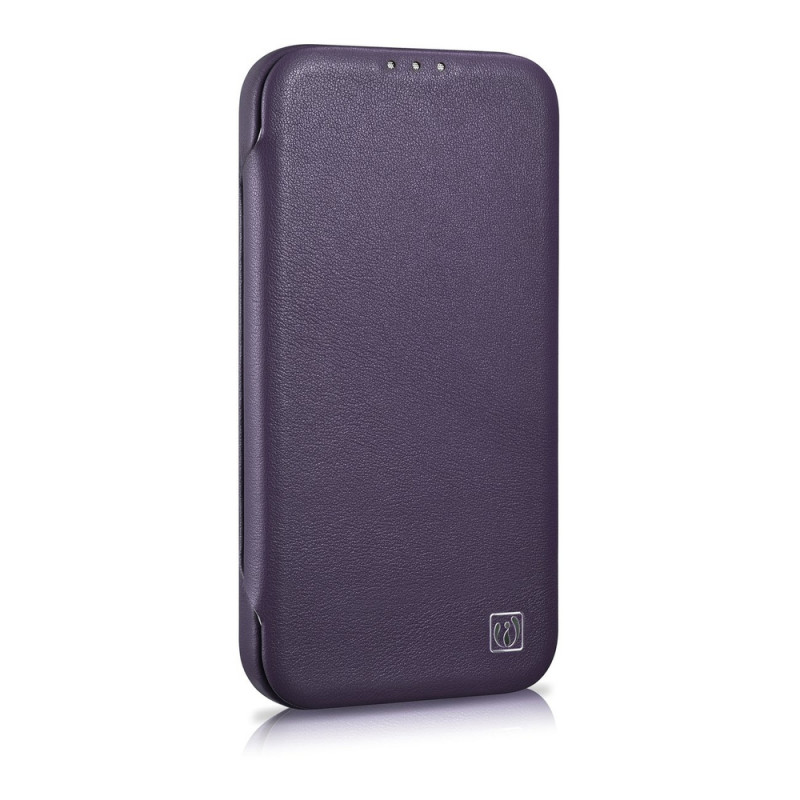 iCarer CE Premium Leather Folio Case μαγνητική θήκη βιβλίο για iPhone 14 Plus, MagSafe, σκούρο μωβ (WMI14220715-DP)