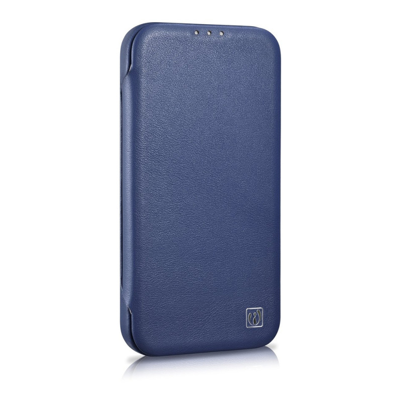 iCarer CE Premium Leather Folio Case μαγνητική θήκη βιβλίο για iPhone 14 Plus, MagSafe, μπλε (WMI14220715-BU)