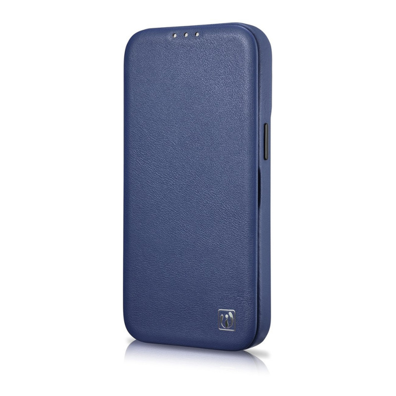 iCarer CE Premium Leather Folio Case μαγνητική θήκη βιβλίο για iPhone 14 Plus, MagSafe, μπλε (WMI14220715-BU)