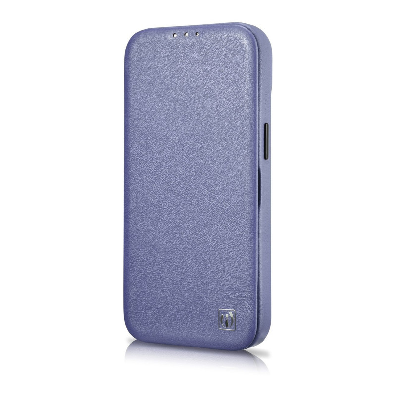 iCarer CE Premium Leather Folio Case δερμάτινη θήκη βιβλίο για Apple iPhone 14 Pro Max, MagSafe, ανοιχτό μωβ (ICR419)