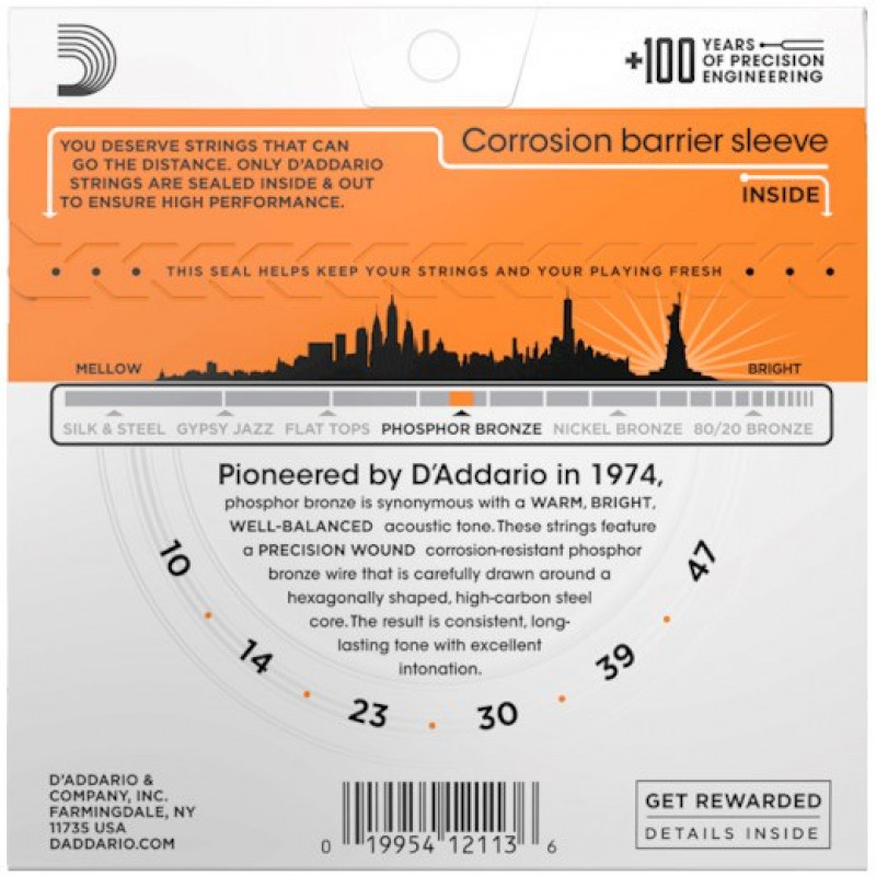 D'Addario EJ15 χορδές ακουστικής κιθάρας, 10-47