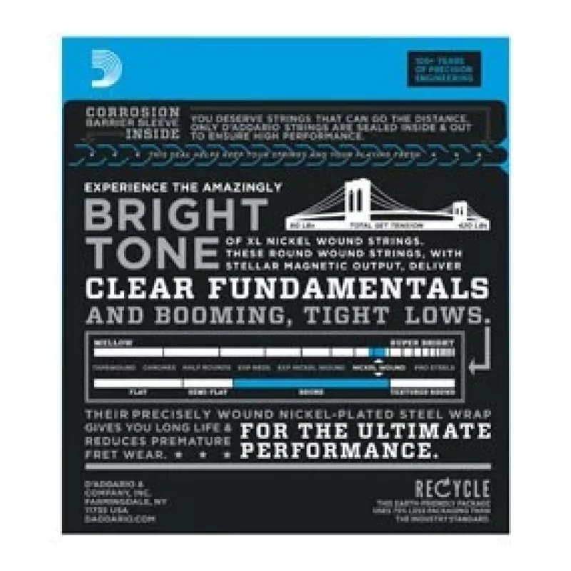 D'Addario EXL165 χορδές για μπάσο κιθάρα, Regular Light 45–105
