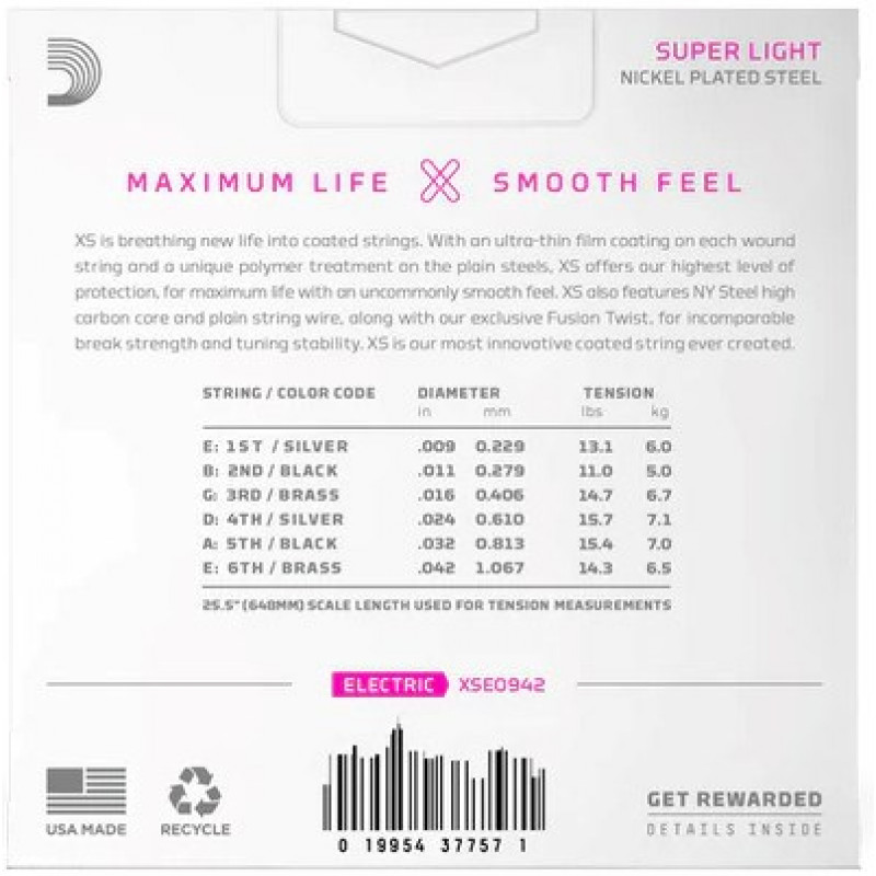 D'Addario XSE0942 χορδές για ηλεκτρική κιθάρα, Super Light 9–42