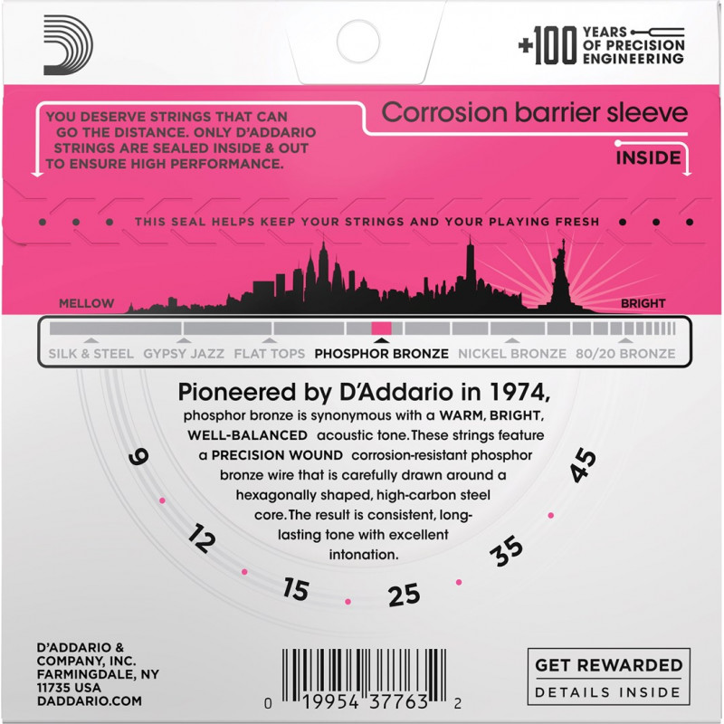 D'Addario EJ23 χορδές για ακουστική κιθάρα, 9–45