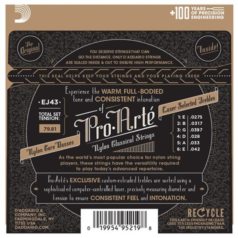 D'Addario EJ43 Pro-Arté Carbon χορδές για κλασική κιθάρα