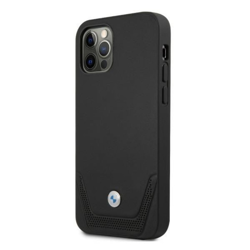 BMW BMHCP12LRSWPK Perforate δερμάτινη σκληρή θήκη για Apple iPhone 12 Pro Max, μαύρη