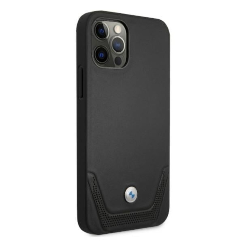 BMW BMHCP12LRSWPK Perforate δερμάτινη σκληρή θήκη για Apple iPhone 12 Pro Max, μαύρη