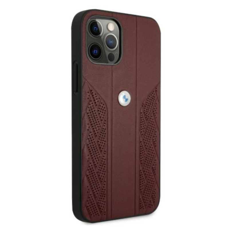 BMW BMHCP12MRSPPR Curve Perforate δερμάτινη σκληρή θήκη για Apple iPhone 12 / 12 Pro, κόκκινη