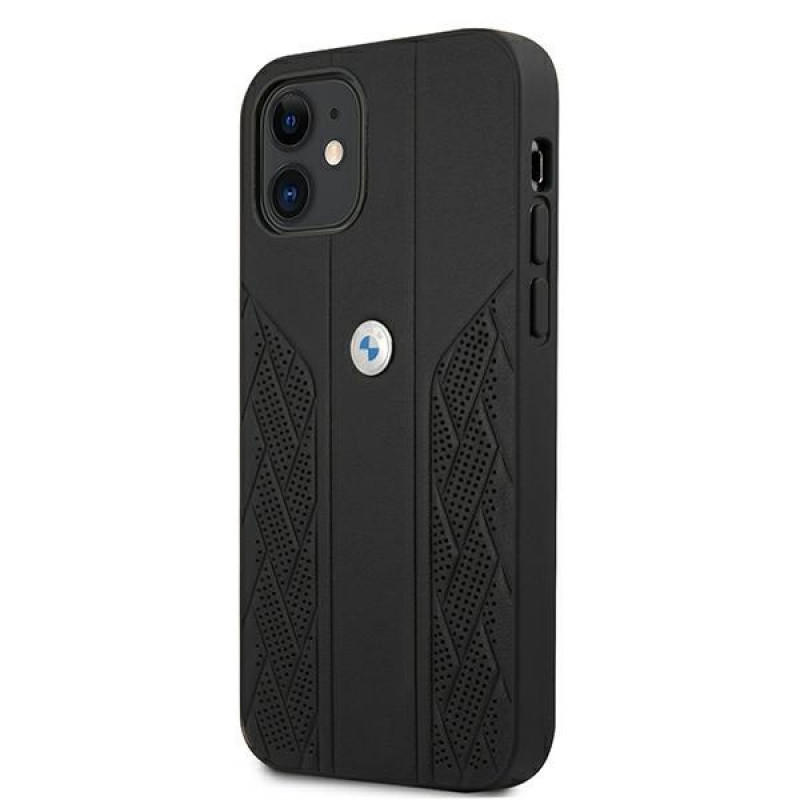 BMW BMHCP12SRSPPK Curve Perforate δερμάτινη σκληρή θήκη για Apple iPhone 12 mini, μαύρη