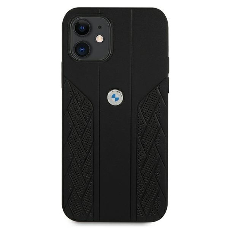 BMW BMHCP12SRSPPK Curve Perforate δερμάτινη σκληρή θήκη για Apple iPhone 12 mini, μαύρη