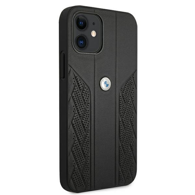 BMW BMHCP12SRSPPK Curve Perforate δερμάτινη σκληρή θήκη για Apple iPhone 12 mini, μαύρη