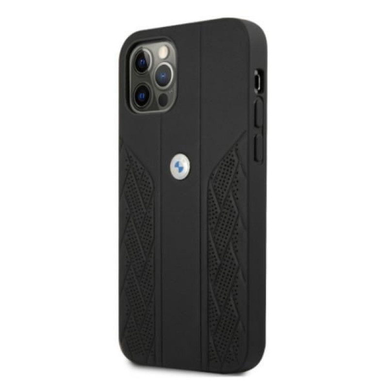 BMW BMHCP12MRSPPK Curve Perforate δερμάτινη σκληρή θήκη για Apple iPhone 12 / 12 Pro, μαύρη