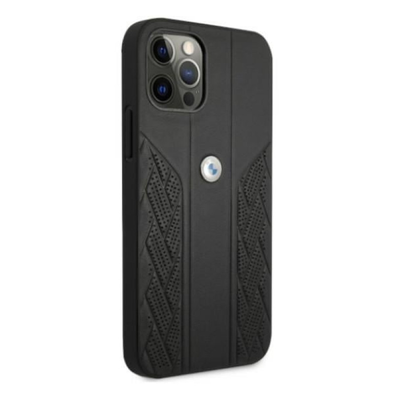 BMW BMHCP12MRSPPK Curve Perforate δερμάτινη σκληρή θήκη για Apple iPhone 12 / 12 Pro, μαύρη